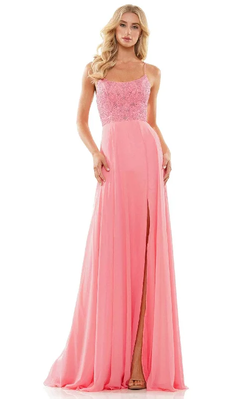 Colors Dress 2933 - Beaded Prom Dress with Slit Open-back unclassified dresses