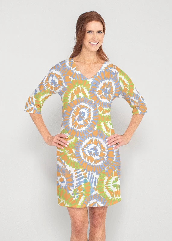 Funky Town (17277) ~ Drop Shoulder 3/4 Sleeve V-Neck Dress Open-back unclassified dresses