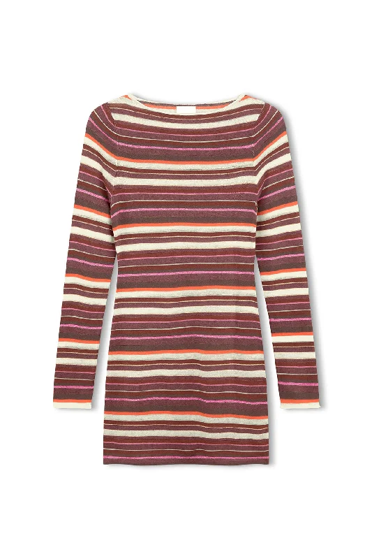 Golden Retro Stripe Knit Dress Women's unclassified dresses