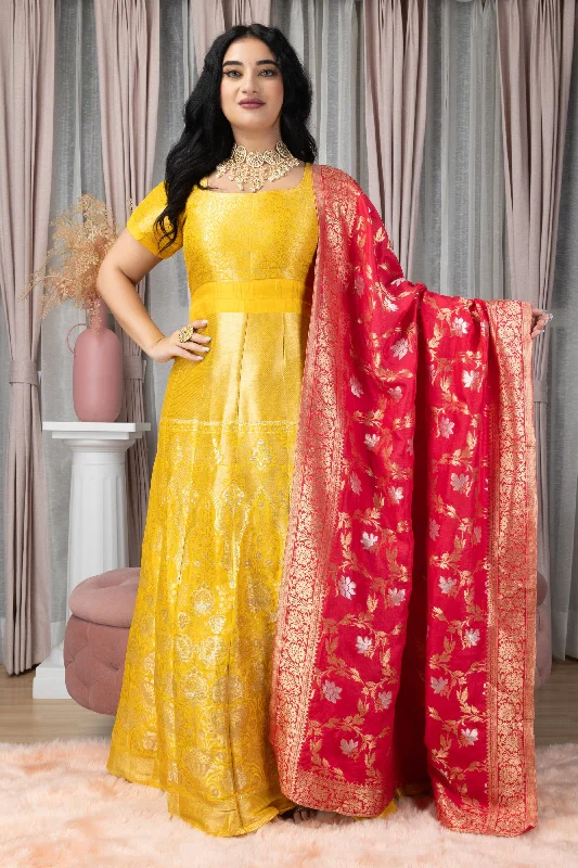 Gulmohar Sitara Banarasi Silk Dress Soft fabric unclassified dresses