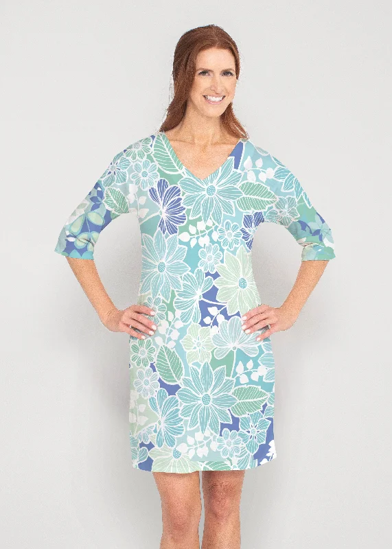 Hawaii Isles  (13609) ~ Drop Shoulder 3/4 Sleeve V-Neck Dress Women's unclassified dresses