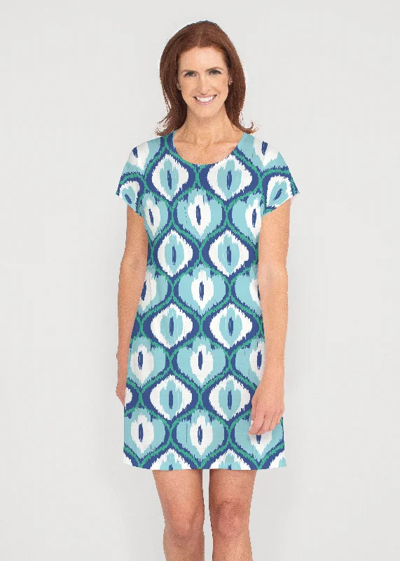 Ikat Buds Blue (8075) ~ Lucy Tee Dress Color block unclassified dresses