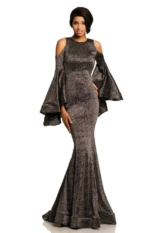 Johnathan Kayne Fitted Bell Sleeve Glitter Knit Gown 8111 Stylish unclassified dresses