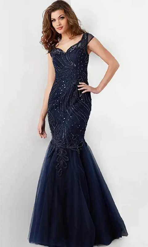 Jovani 25850 - Embellished Cap Sleeve Prom Gown Tulle unclassified dresses