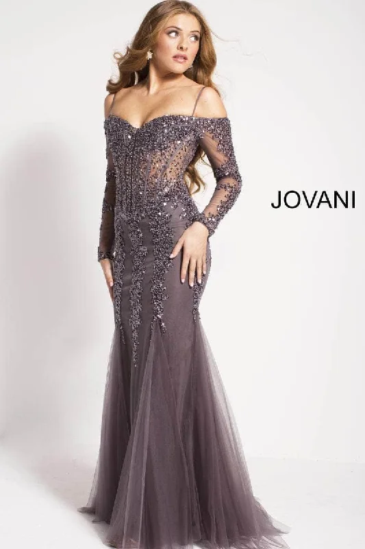 Jovani 55522A - Cold Shoulder Illusion Corset Prom Gown Smocked unclassified dresses