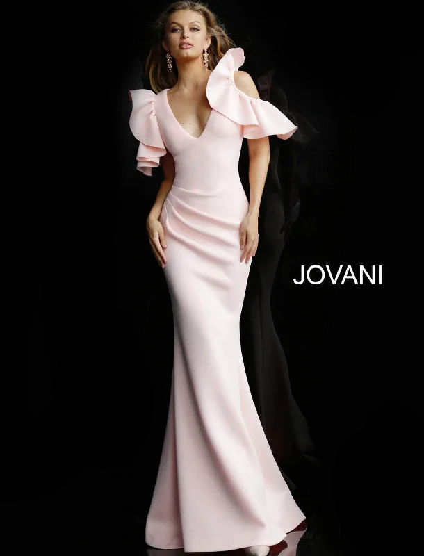 Jovani 62246ASC - Ruffled Cold Shoulder Sleeve Prom Dress Casual unclassified dresses