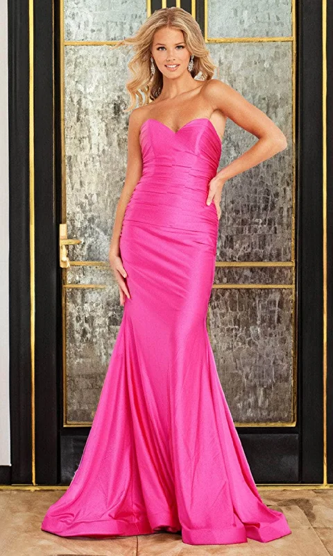 JVN by Jovani JVN37006 - Ruched Off-Shoulder Sheath Gown Budget-friendly unclassified dresses