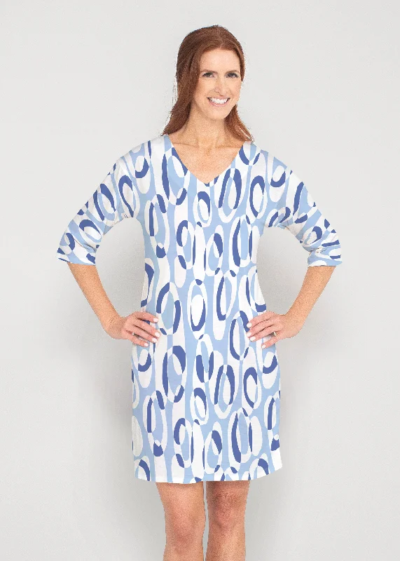 Loop ta Loop Blue (8086) ~ Drop Shoulder 3/4 Sleeve V-Neck Dress Wrap unclassified dresses