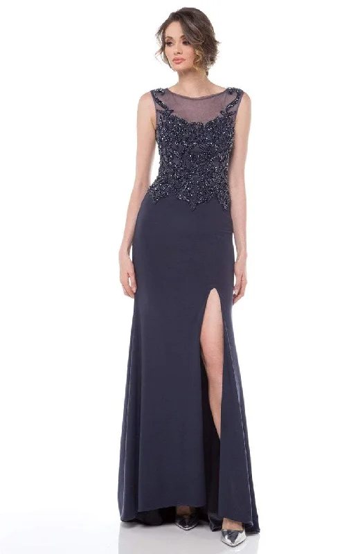 Marsoni by Colors - Beaded Baroque Illusion Gown M155 - 1 pc Charcoal Grey In Size 12 Available Polka dot unclassified dresses