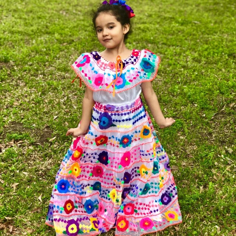 Mexican Chiapaneca Dress for Girls White Smocked unclassified dresses