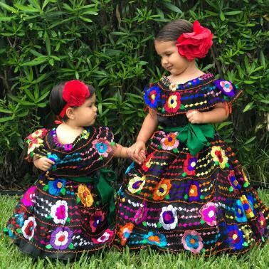 Mexican Chiapaneca Dress for Girls Black Festival unclassified dresses