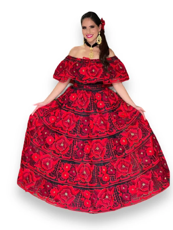 Mexican Chiapaneca Red Dress Lace unclassified dresses