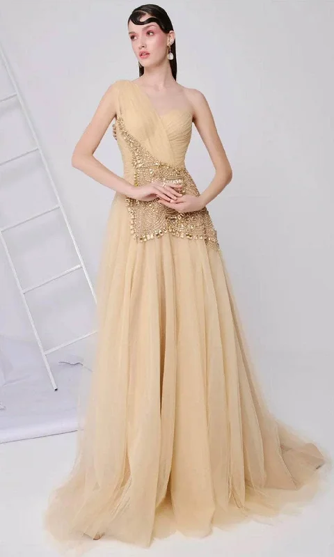 MNM Couture B1110 - Bead Embroidered Asymmetric Evening Gown Pastel unclassified dresses