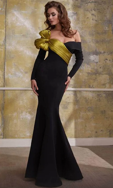 MNM Couture N0566 - Textured Bow Evening Gown Everyday wear unclassified dresses