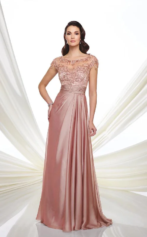 Mon Cheri - 216968 Two Tone Chiffon A-line Dress - 1 pc Rose In Size 6 Available Preppy unclassified dresses