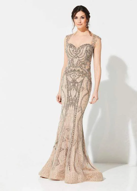 Mon Cheri - Beaded Sweetheart Mermaid Evening Dress 219D75 - 1 pc Taupe In Size 18 Available Velvet unclassified dresses