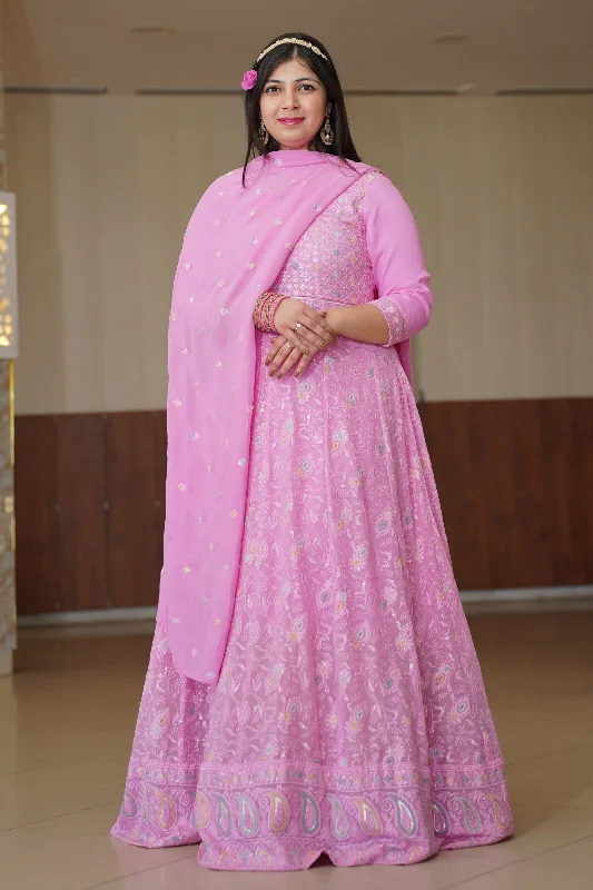 Orchid Pink Georgette Dress with Dupatta Engagement unclassified dresses