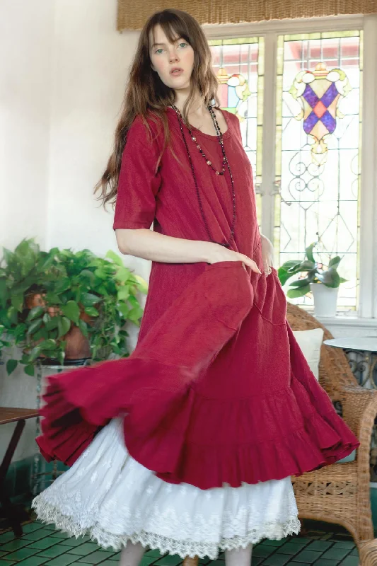 Prairie Dress Linen 3/4 sleeve Designer unclassified dresses