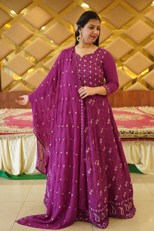 Radiant Purple Georgette Dress with Dupatta Everyday wear unclassified dresses