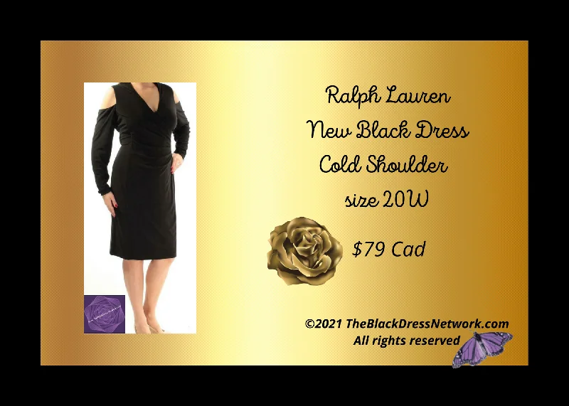 Ralph Lauren New Black Dress Cold Shoulder Plus 20W Premium Quality Polyester Fashion Lace unclassified dresses