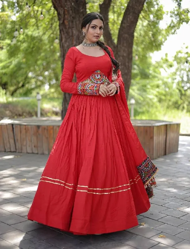 Red Rayon Gota Patti Worked Navratri Wear Lehenga Choli Set Travel unclassified dresses