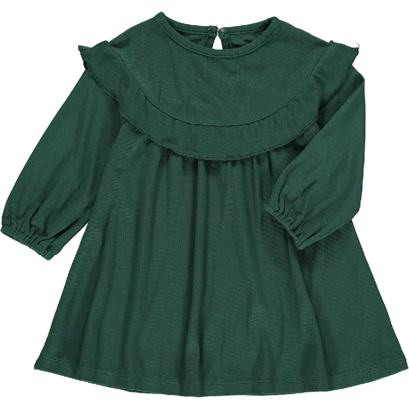 Ruffle Top Dress - Dark Green Bold pattern unclassified dresses