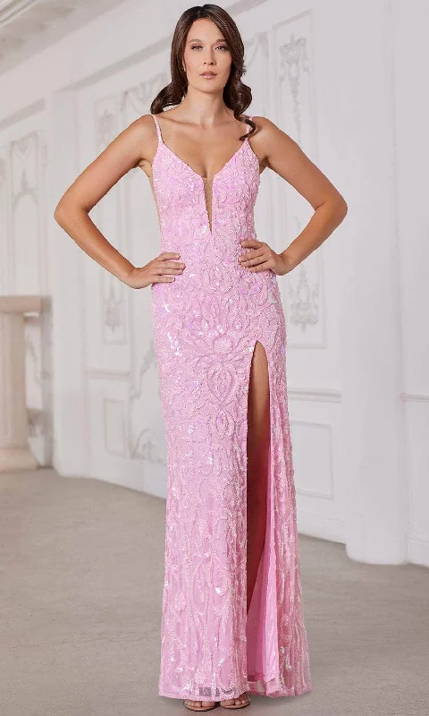 SCALA 80106 - Plunging Neckline Beaded Evening Dress Sleeveless unclassified dresses