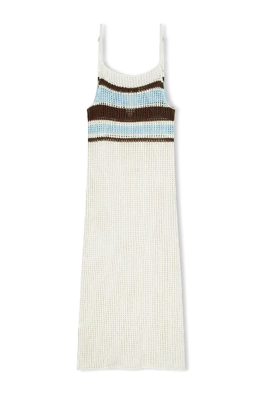 Sea Stripe Cotton Crochet Dress Denim unclassified dresses