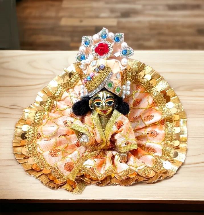 Janmashtmi Special Bal Gopal Poshak With Pagdi - Peach Color Sequin unclassified dresses