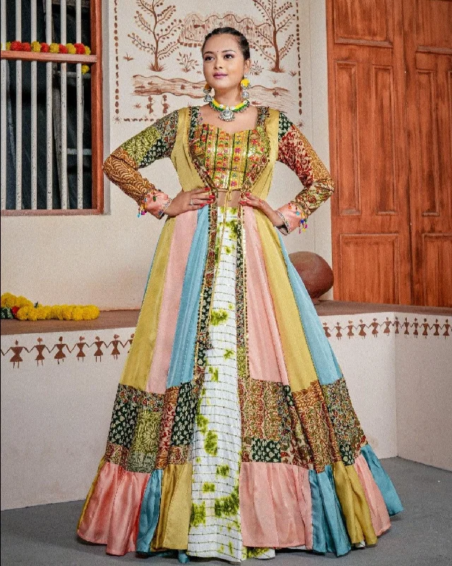 Stunning Multicolored Traditional Indo-Western Set A-line unclassified dresses