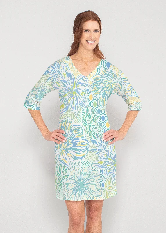 Summer Vibes (8069) ~ Drop Shoulder 3/4 Sleeve V-Neck Dress Floral unclassified dresses