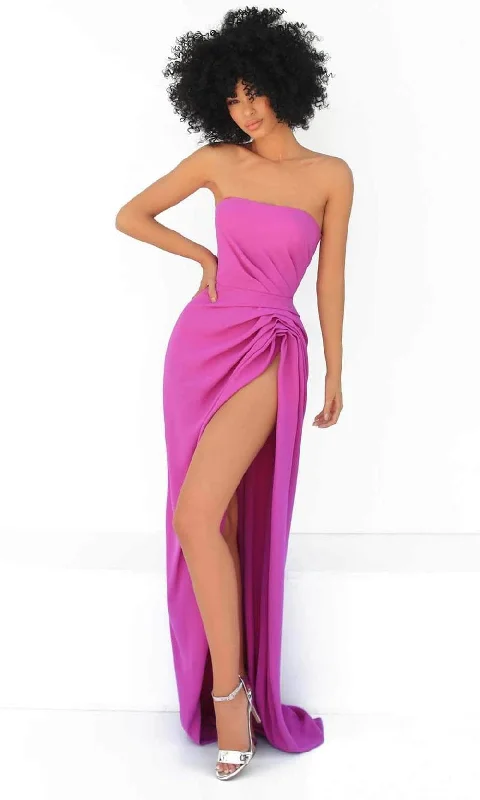 Tarik Ediz 51052 - Straight-Across High Slit Prom Gown Elegant evening unclassified dresses