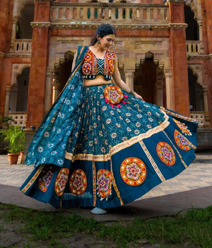 Teal Blue Colored Navratri Festival Wear Lehenga Choli Set Wedding guest unclassified dresses