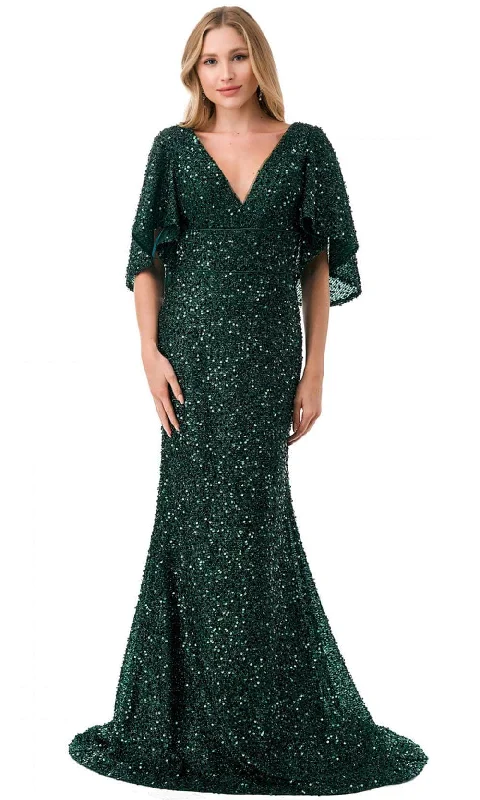 Trevi Collection M2751T - V-Neck Mermaid Evening Gown Velvet unclassified dresses