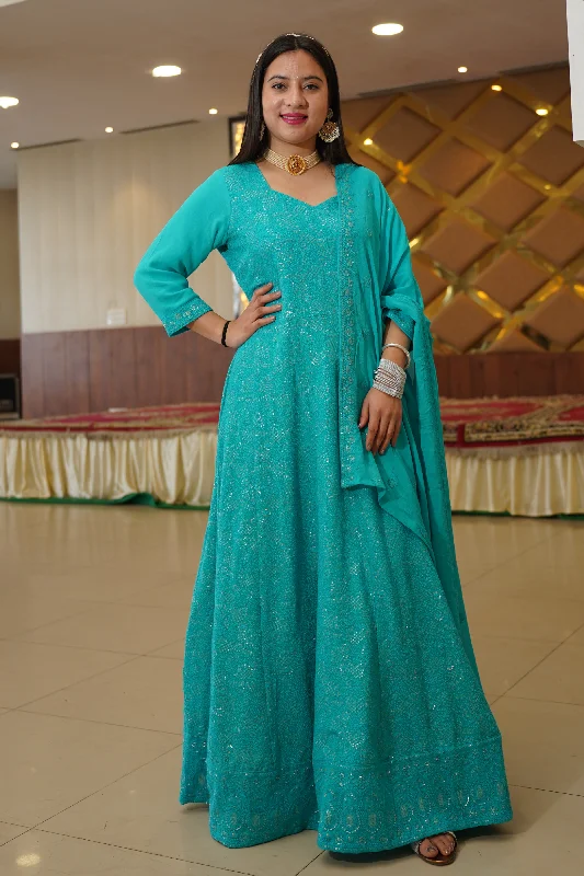 Turquoise Blue Georgette Dress with Dupatta Summer unclassified dresses