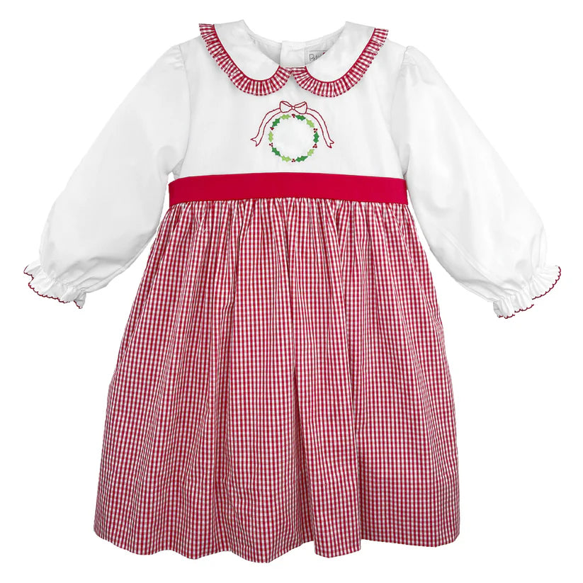 Holly Wreath W/ Band Dress- Red Gingham Preppy unclassified dresses