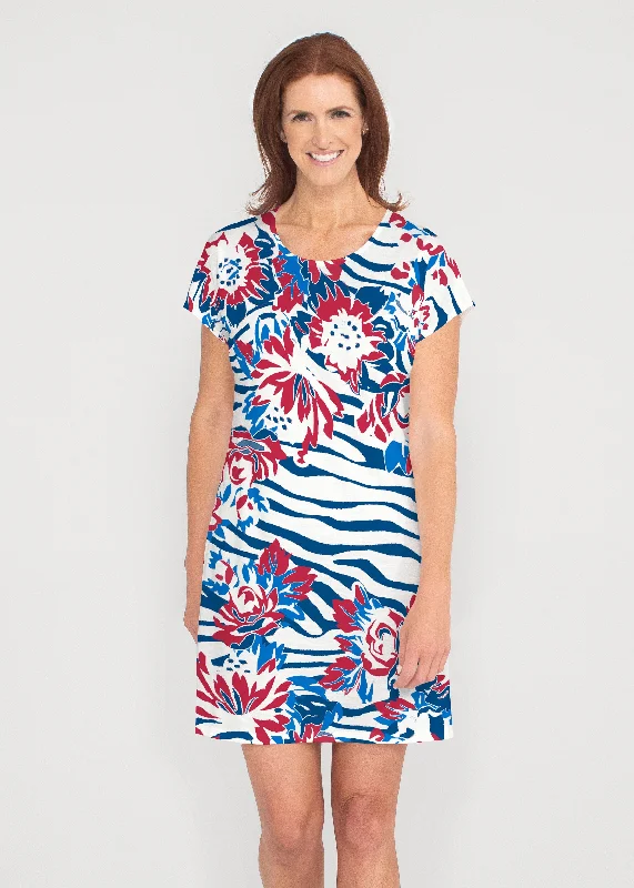 Zebra Posy Red-Blue (8132) ~ Lucy Tee Dress Date night unclassified dresses