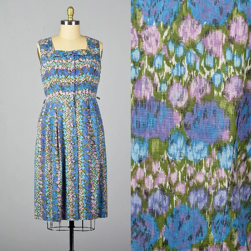 1950s Abstract Floral Print Dress Tulle floral dresses