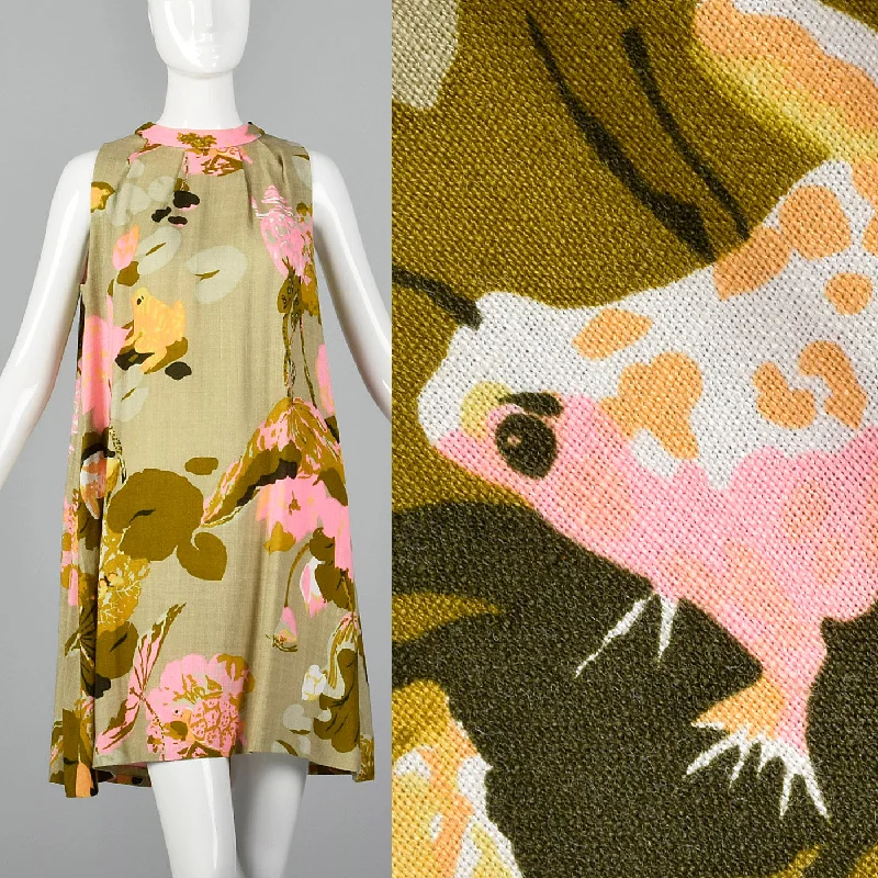 1960s Novelty Frog Print Dress Best floral dresses for curvy figures