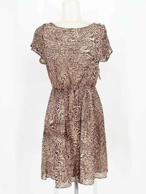 alice+olivia Women's Beige/Brown High Neck Animal Print Size XS Dress Stretchy floral dresses