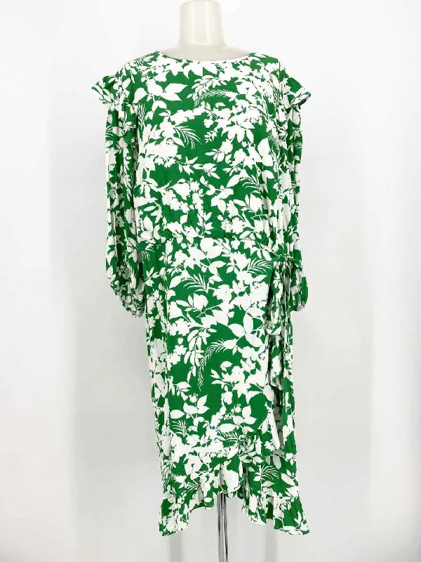 Ann Taylor Women's Green/White Long Sleeve Floral Size 16 Dress Best floral dresses for beach vacations