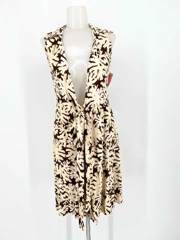 Diane Von Furstenberg Women's Brown/Yellow Wrap Floral Size 0 Dress Luxury floral dresses