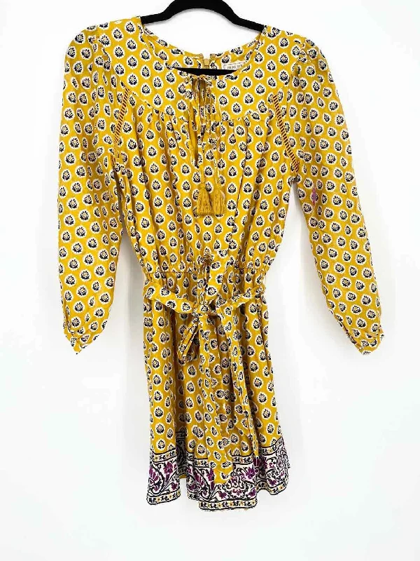 Point Sur Women's Mustard Long Sleeve Print Size 00 Romper Mini floral dresses