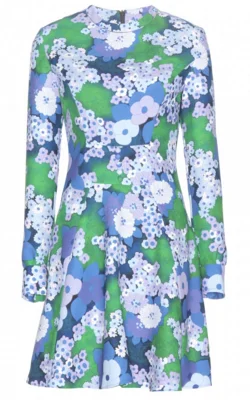 Retro Blue Floral Dress Spring floral dresses