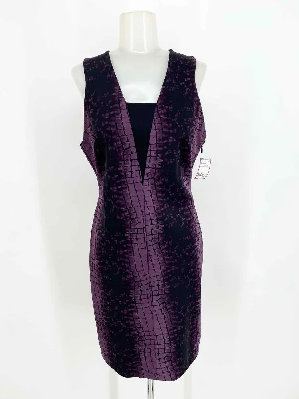 Robert Rodriguez Women's Black/Purple Sleeveless Stretch Croc Print Dress Plus size floral dresses