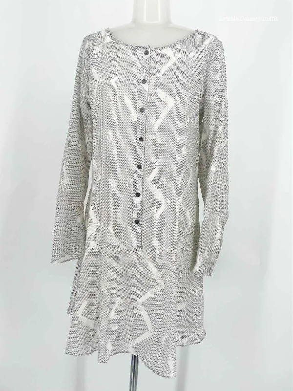 theyskens' theory Size S Cream Print Silk/Cotton L/S Dress Wedding floral dresses