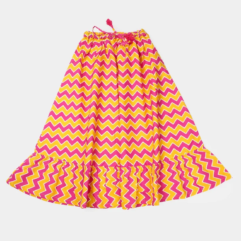 Girls Digital Print Long Skirt Color Chevron - Multi High-Waisted Maxi Skirt