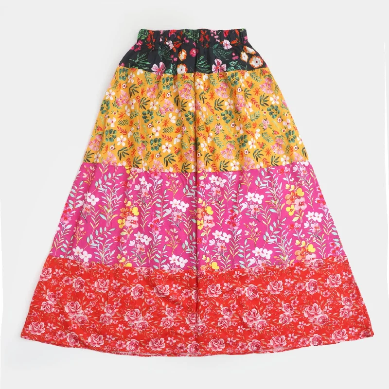 Girls Digital Print Long Skirt Maze - Multi Printed Maxi Skirt