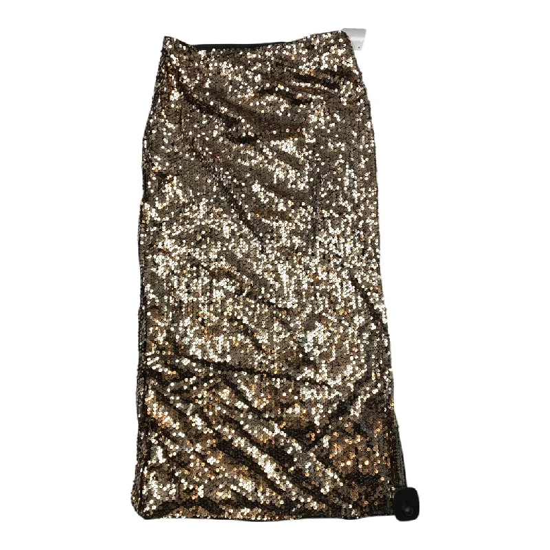 Skirt Maxi By Shein In Gold, Size: M Embroidered Maxi Skirt