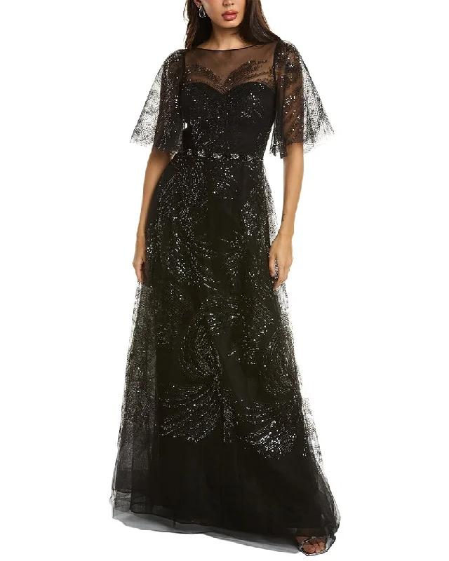 Teri Jon by Rickie Freeman Sequin Tulle Gown Floor-length Sequin Dress